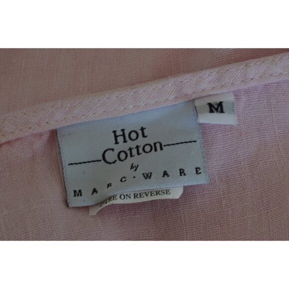 Vintage 90s Pink Linen Pink Tunic Blouse | size M - Picture 7 of 10